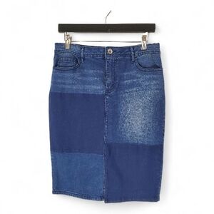Blue Denim Patchwork Skirt